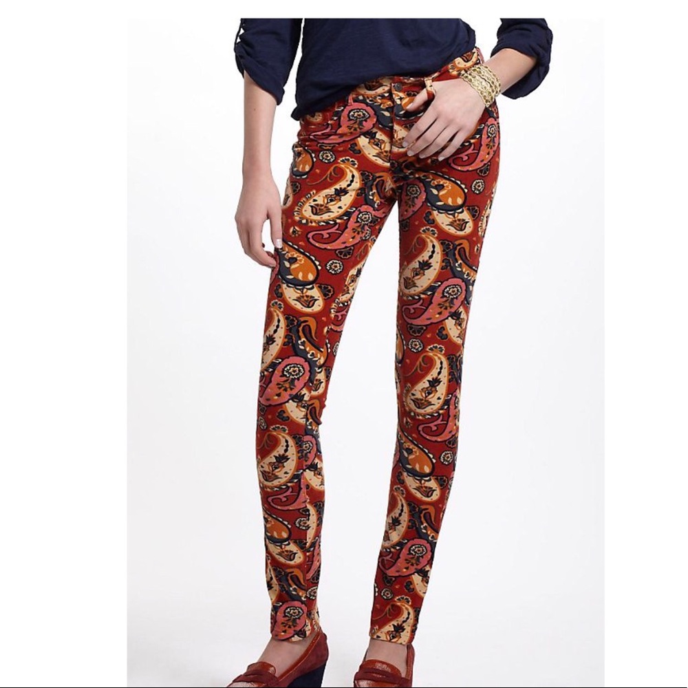 PILCRO Serif Paisley Cord Leggings